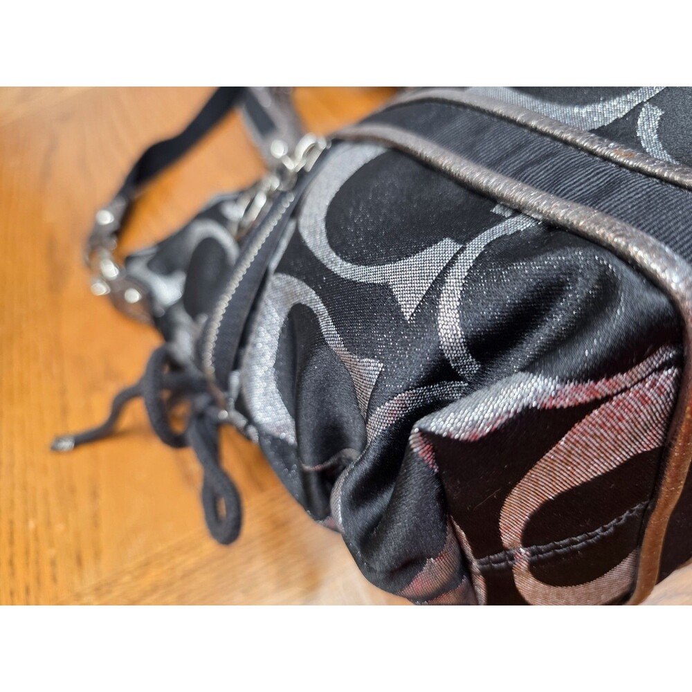 Coach Poppy Black & Silver Metallic Lurex Tote F14434 2 Hangtags - Picture 12 of 16